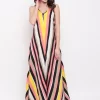 Women Pink Candy Striped Maxi Dress