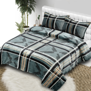 Dark Forest Green Check Design High Living Silk AC Double Bed Flannel Blanket & Topsheet for Summers